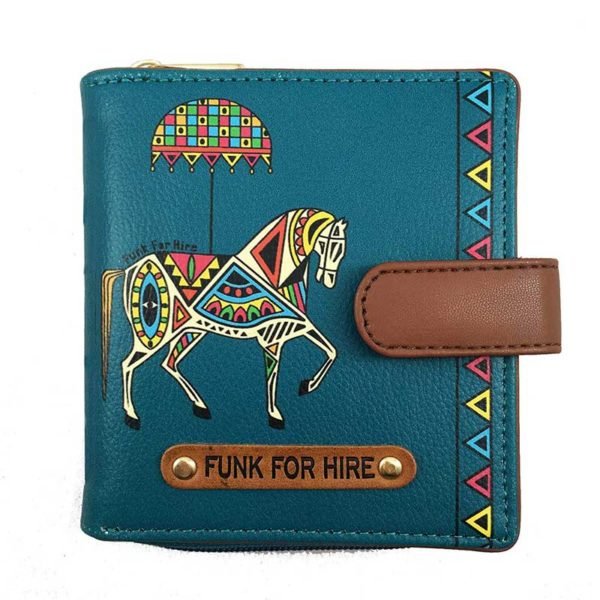 Funk For Hire Women Printed Petrol Blue Leatherette Wallet