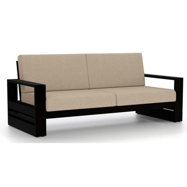 MK furniture 3 Seater Sofa Set for Home and Living Room | Black | Wood Type ;- Sheesham (Solid Wood)