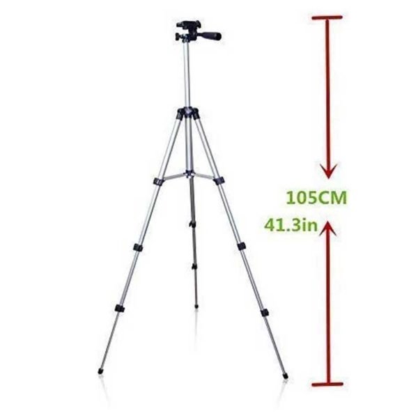 Adjustable Aluminium Alloy Tripod Stand Holder for Mobile Phones, 360 mm -1050 mm, 1/4 inch Screw with 3.5mm Clip On Mini Lapel Lavalier Microphone