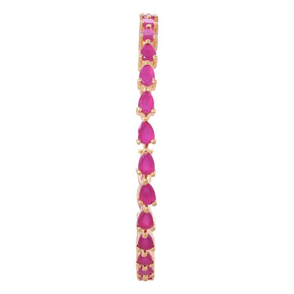 Ratnavali jewels American Diamond Studded Gold Plated Traditional Ruby Red Pear Shape CZ/Diamond Bangles for Women/Girls RV2648R