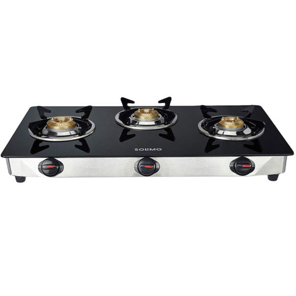 Solimo 3 Burner Gas Stove (Glass Top, ISI Certified)