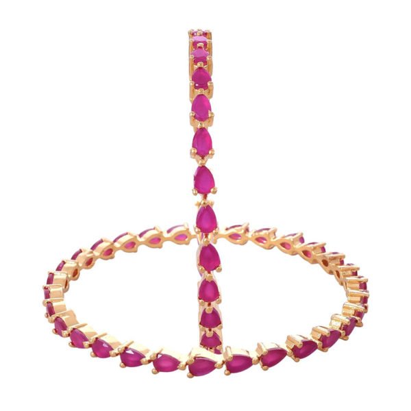 Ratnavali jewels American Diamond Studded Gold Plated Traditional Ruby Red Pear Shape CZ/Diamond Bangles for Women/Girls RV2648R