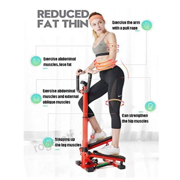 IRIS Mini Stepper,Fitness Stair Stepper with Handle Bar - Portable Stair Stepper Adjustable Resistance,Fitness Exercise Machine with Resistance Bands Durable & LCD Display.