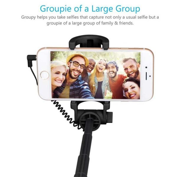 Portronics POR 853 Groupy Portable Wired Selfie Stick (Black)